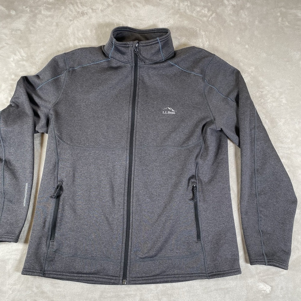LL Bean Knit Full Zip Jacket Mens L Gray Hiking Outdoor